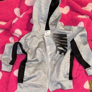 Nike Kids Gray and Black Zip-Up Hoodie